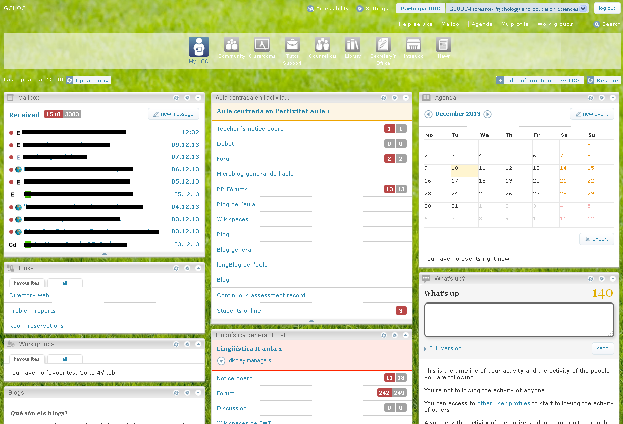 Screenshot of the UOC's e-learning environment